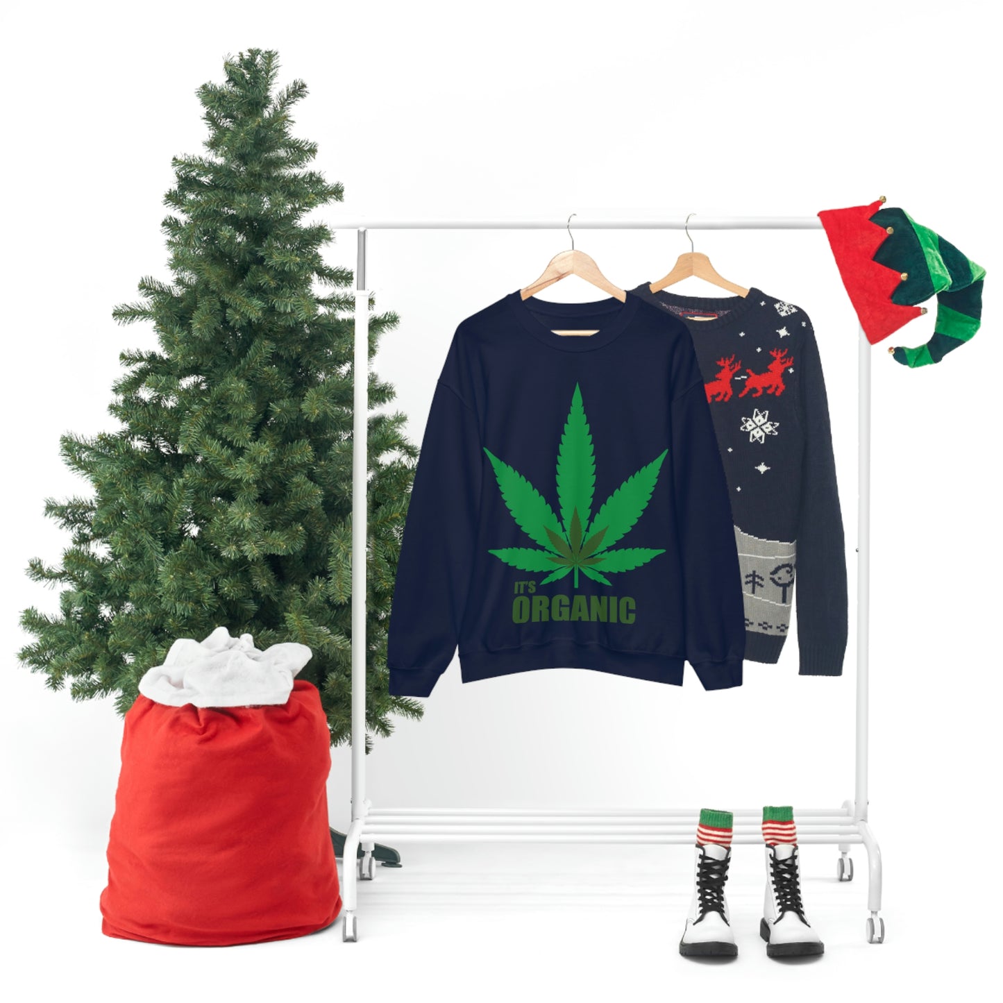 C'est un sweat-shirt à feuilles vertes bio Allons à une fête !