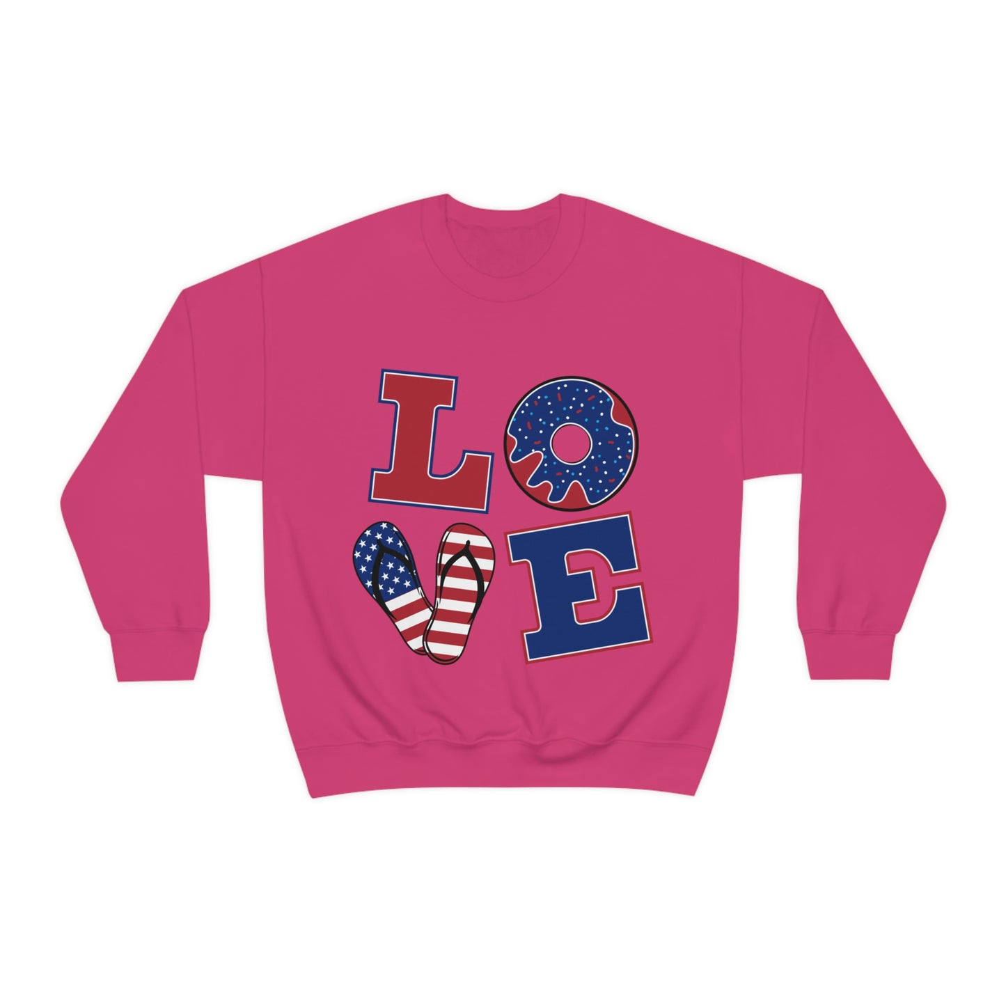 Red White Blue Love Crewneck Sweatshirt Looking Fabulous!