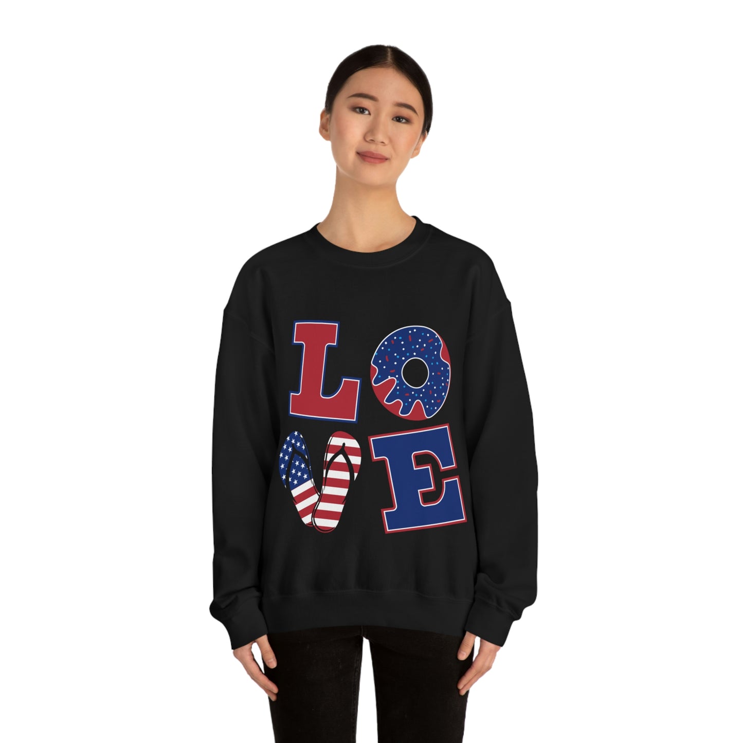 Red White Blue Love Crewneck Sweatshirt Looking Fabulous!