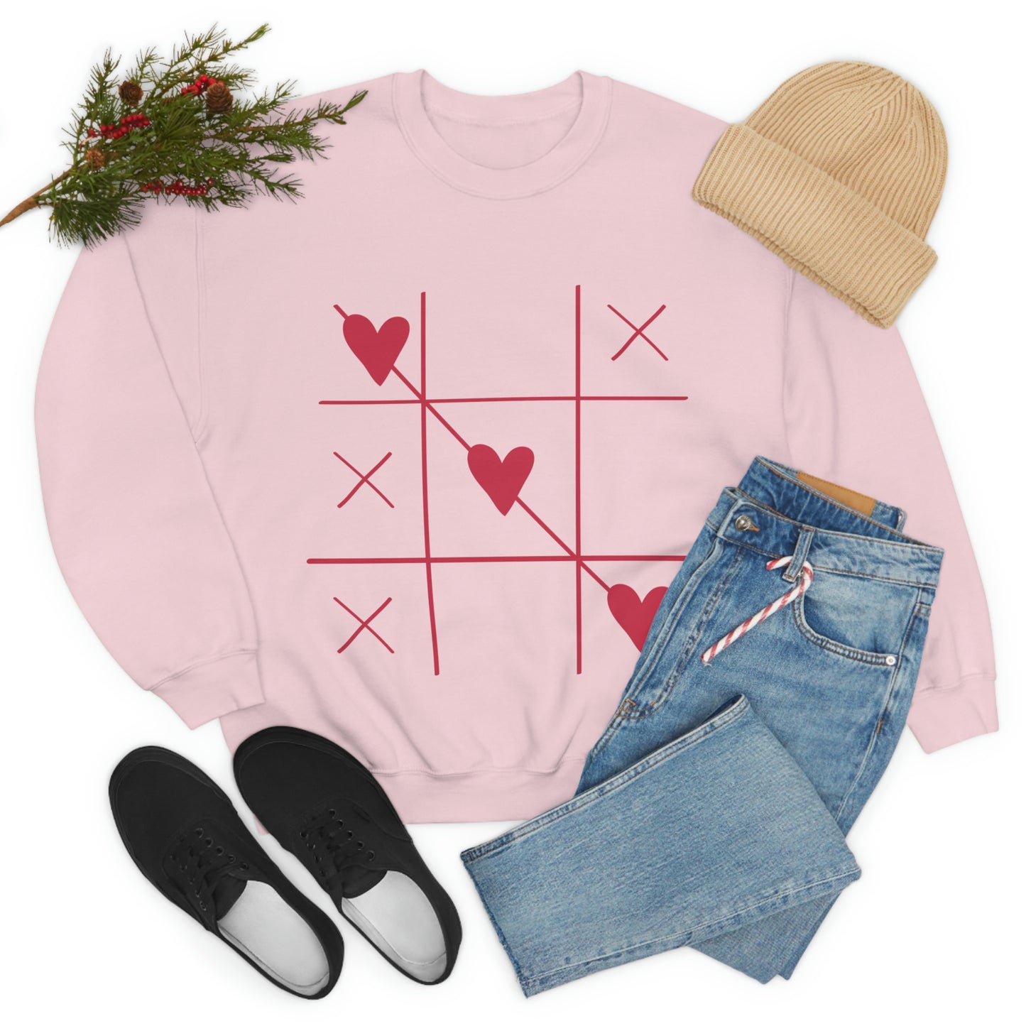 Sudadera con cuello redondo Tic Tac Toe ¡Me encanta mi regalo de cumpleaños!