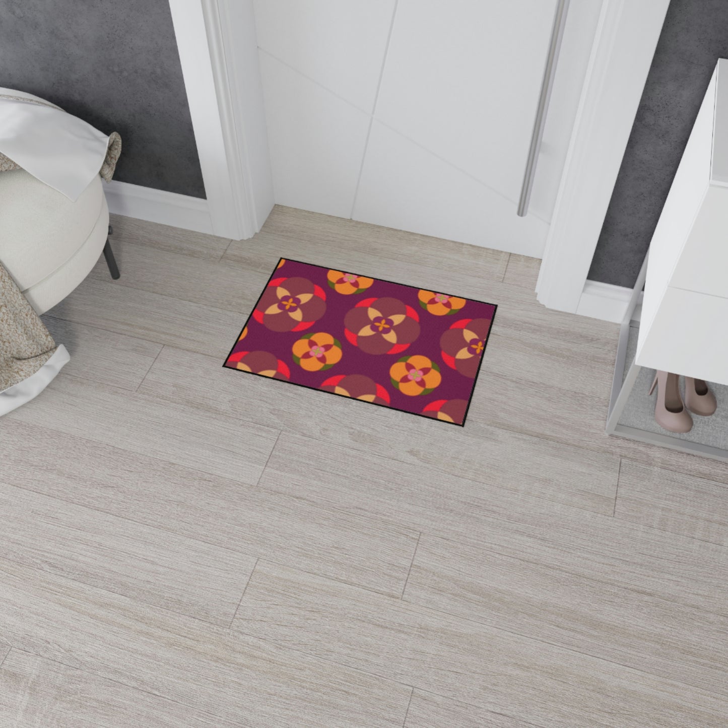 Purple with Fancy Circles Heavy Duty Floor Mat