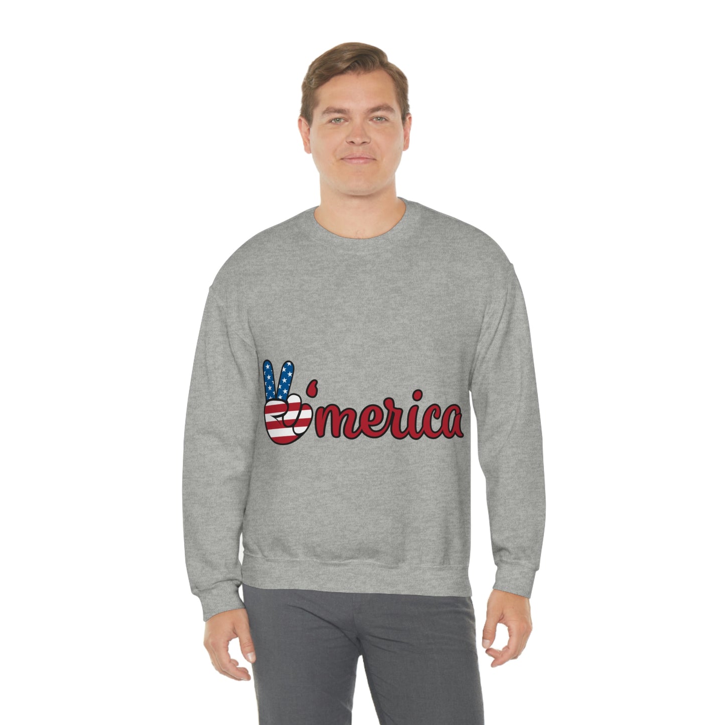 Sudadera de cuello redondo con el símbolo de la paz de Estados Unidos ¡Viajemos juntos!
