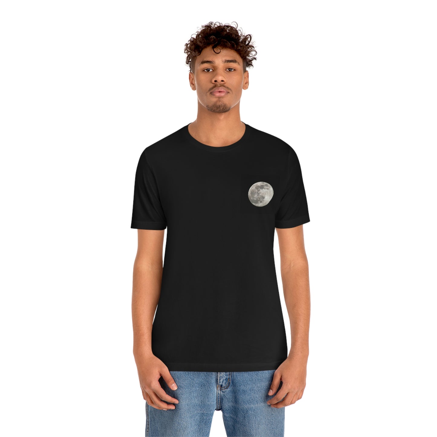 T-shirt à manches courtes unisexe en jersey avec motif de pleine lune la nuit Enseignants Médecins Mécaniciens