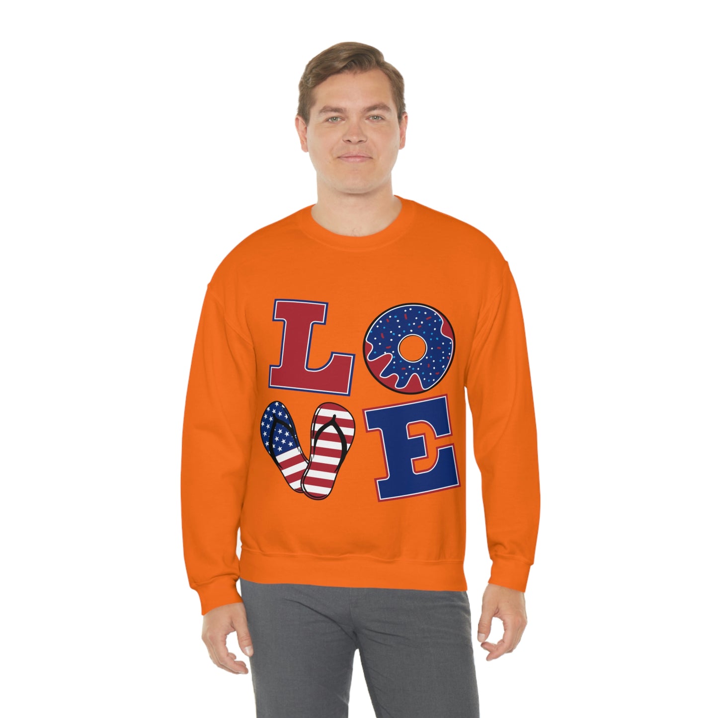 Red White Blue Love Crewneck Sweatshirt Looking Fabulous!