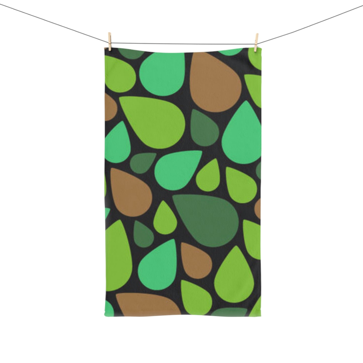 Green and Brown Teardrops Hand Towel Squeaky Clean!