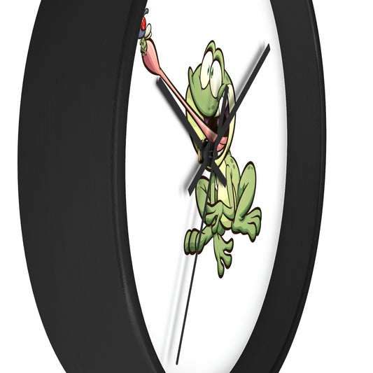 Reloj de pared con forma de rana atrapando un insecto. ¡Ideal para la habitación de los niños! ¡Un gran regalo!