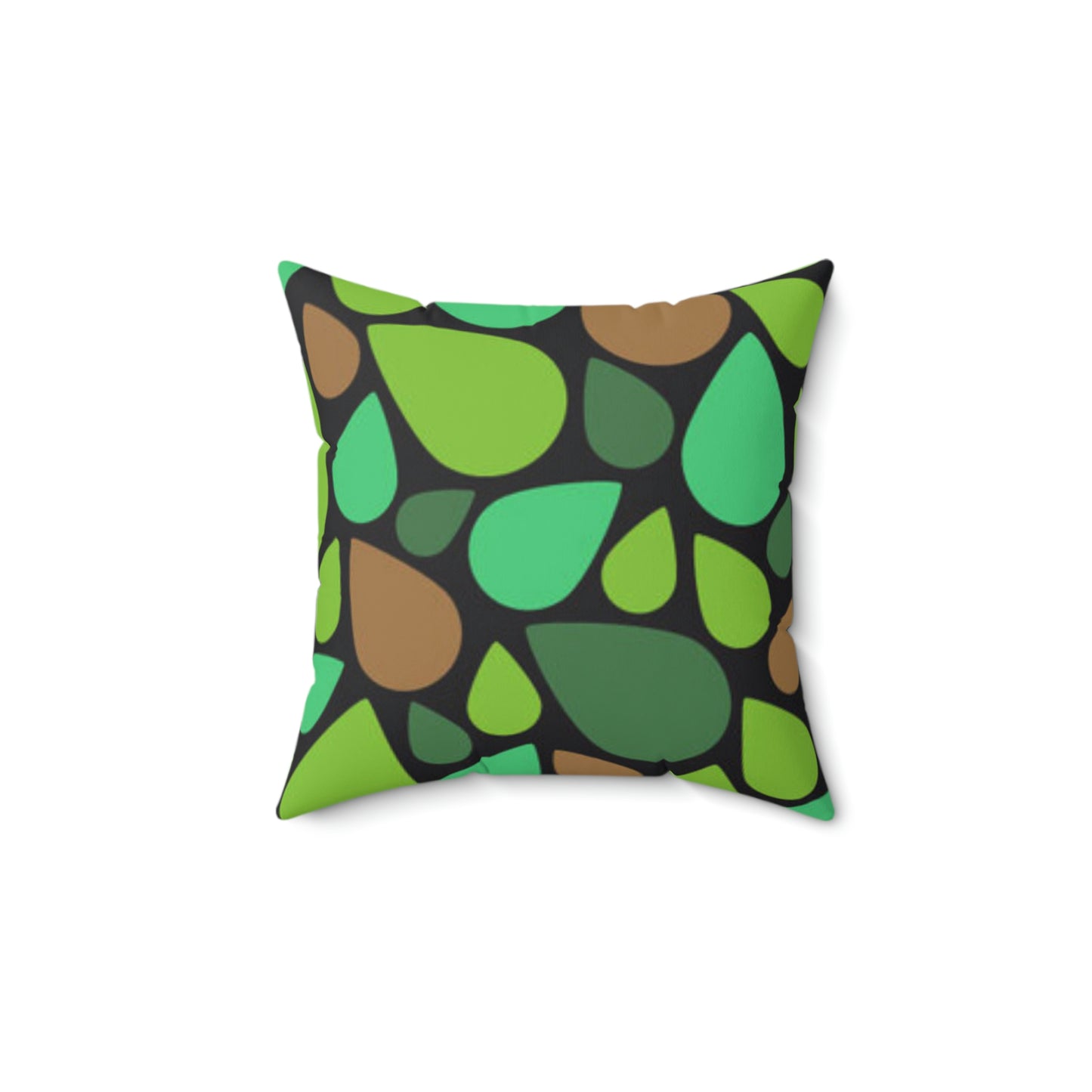 Green and Brown Teardrops Pillow Relaxing the Day Away