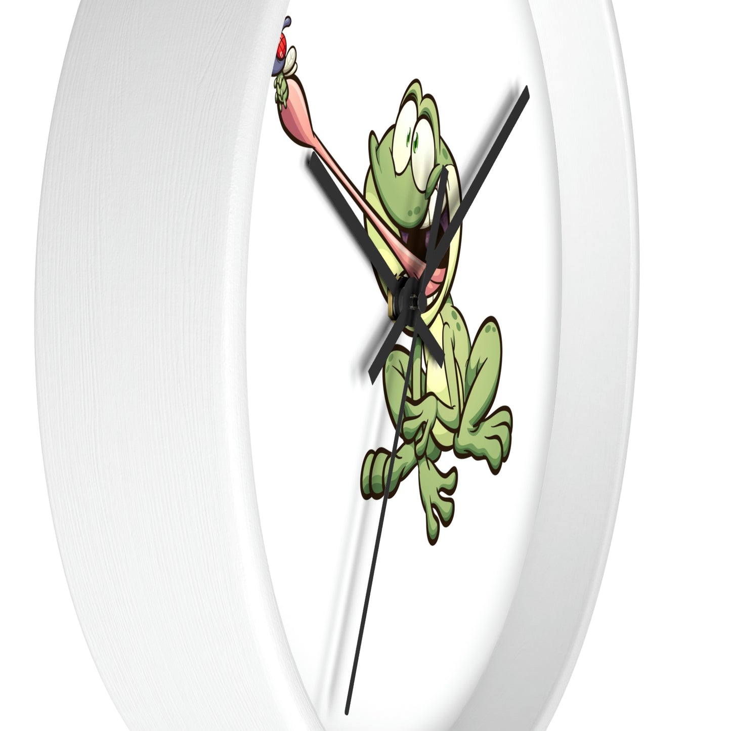 Reloj de pared con forma de rana atrapando un insecto. ¡Ideal para la habitación de los niños! ¡Un gran regalo!