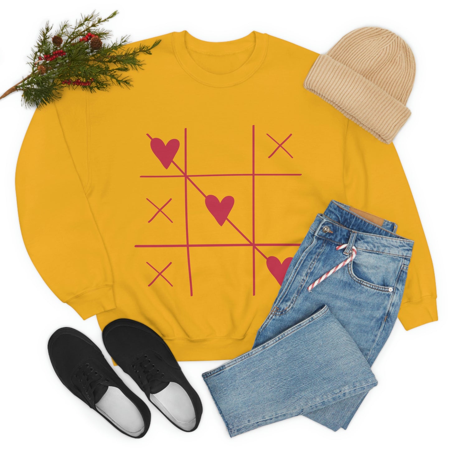 Sudadera con cuello redondo Tic Tac Toe ¡Me encanta mi regalo de cumpleaños!