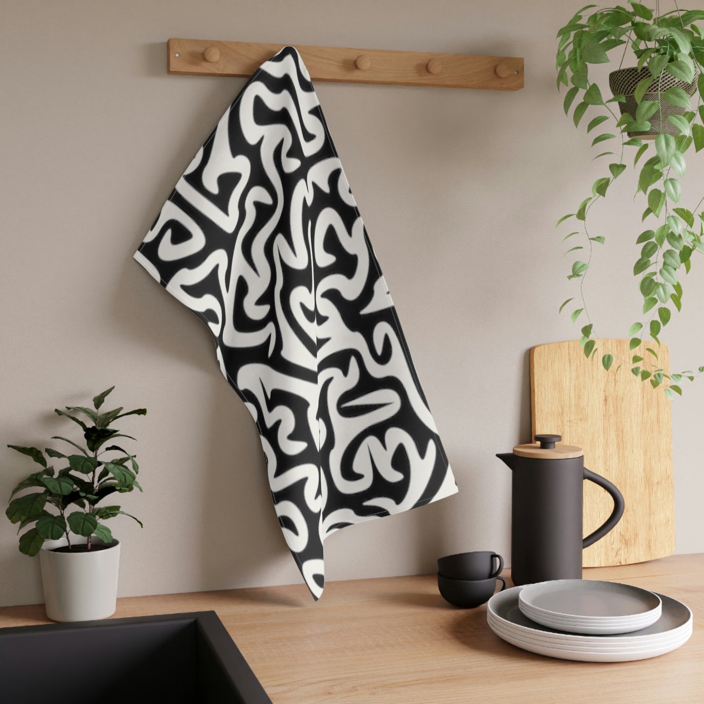 Maze Black White Kitchen Towel Cooking Placemats Dishes Dry Dishes