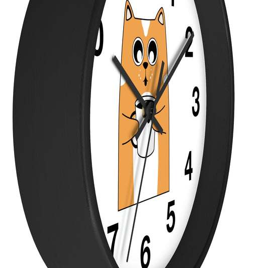 Horloge murale chat avec café chaud Horloge murale pour amoureux des chats Cadeau fabuleux !