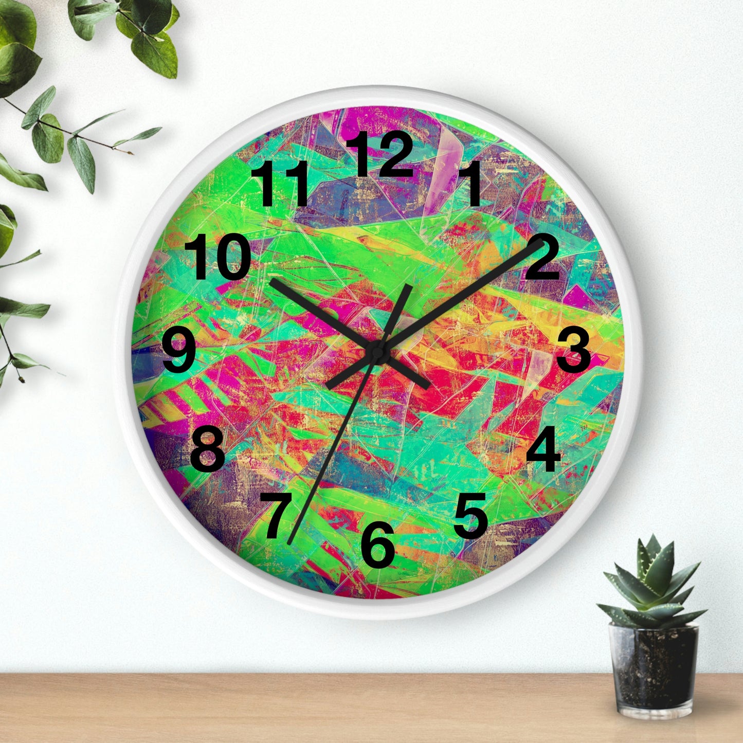 Pink Green Yellow  Purple Wall Clock Fabulous Wall Clock!