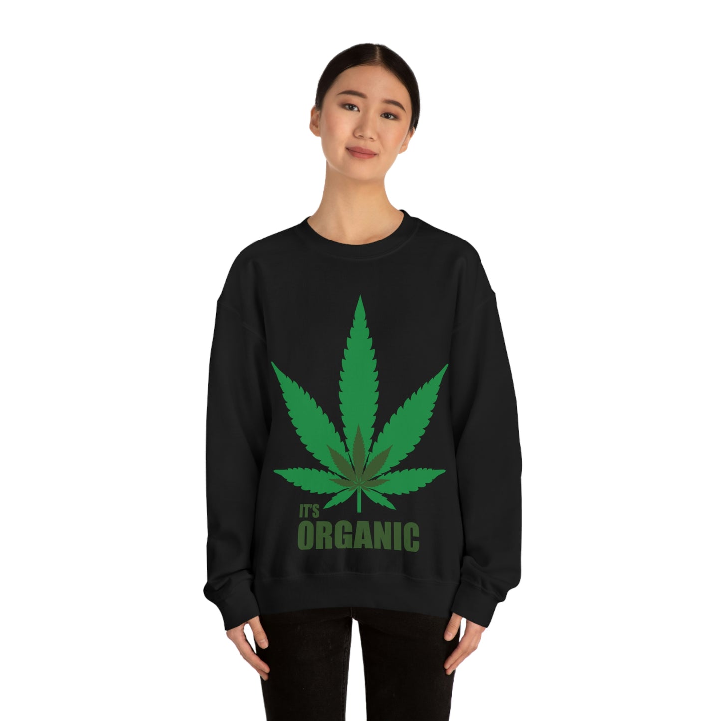 C'est un sweat-shirt à feuilles vertes bio Allons à une fête !