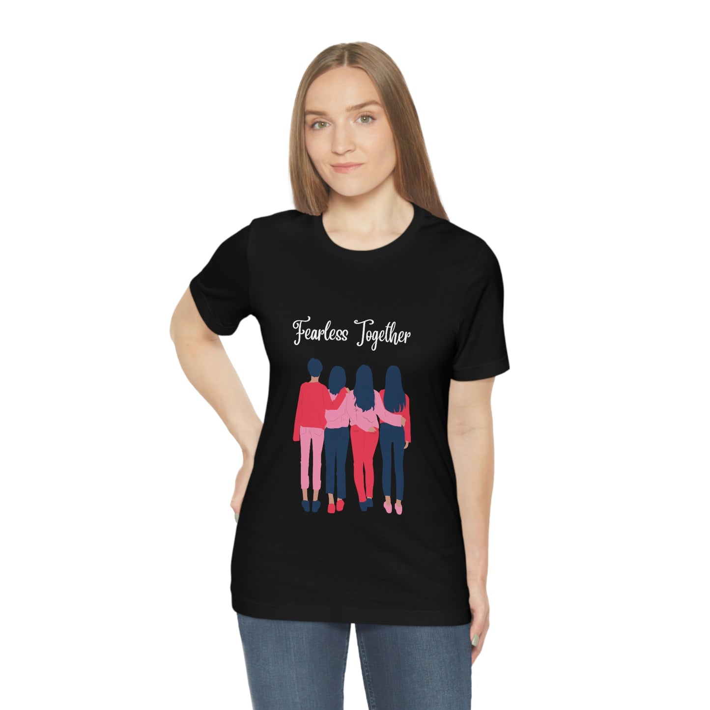 Camiseta unisex de manga corta Fearless Together para relajarse, trabajar, viajar, zoológico, museos, películas 