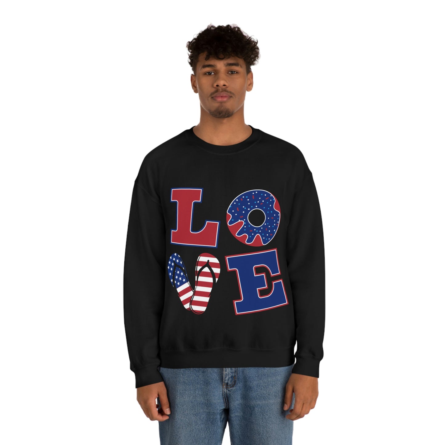 Red White Blue Love Crewneck Sweatshirt Looking Fabulous!