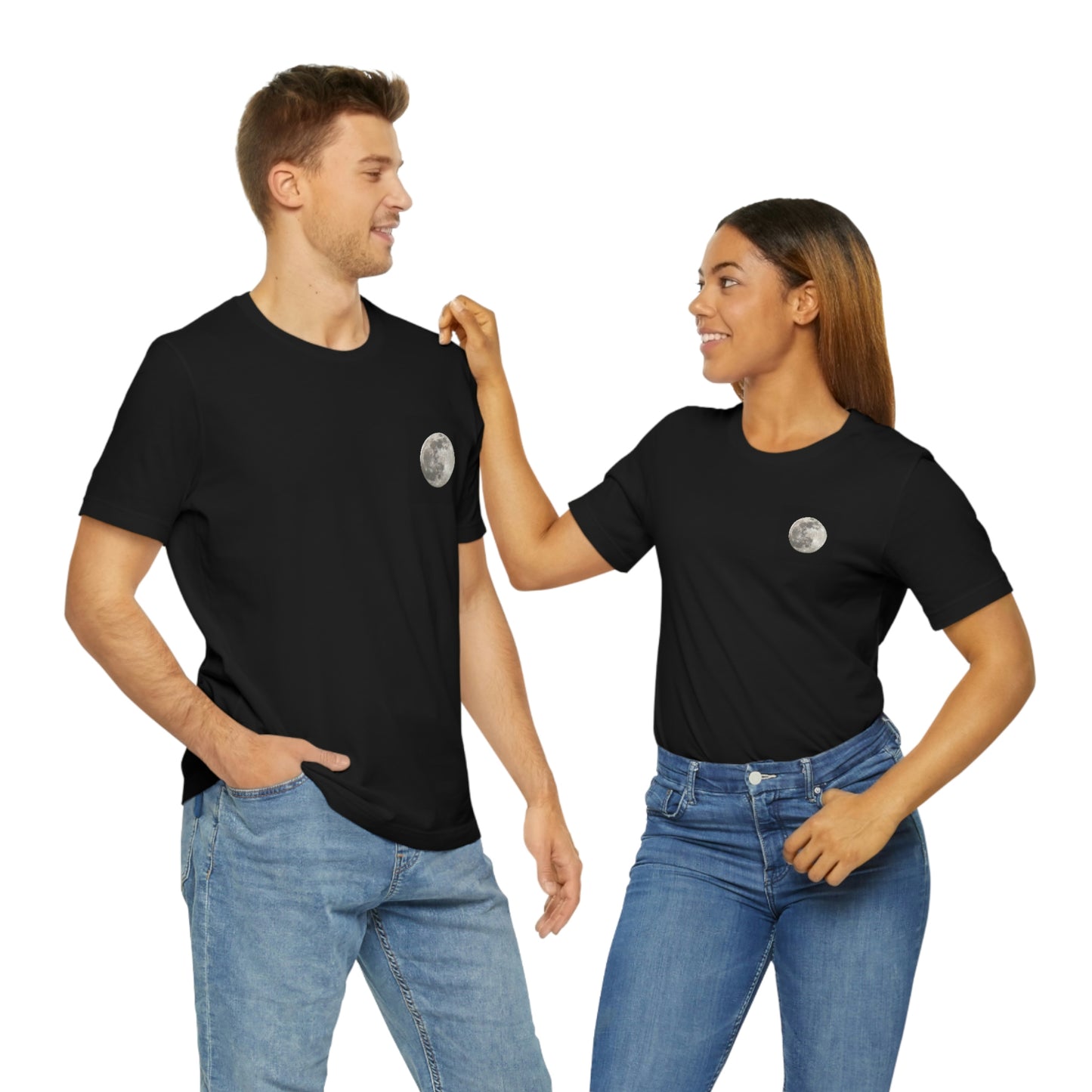 T-shirt à manches courtes unisexe en jersey avec motif de pleine lune la nuit Enseignants Médecins Mécaniciens