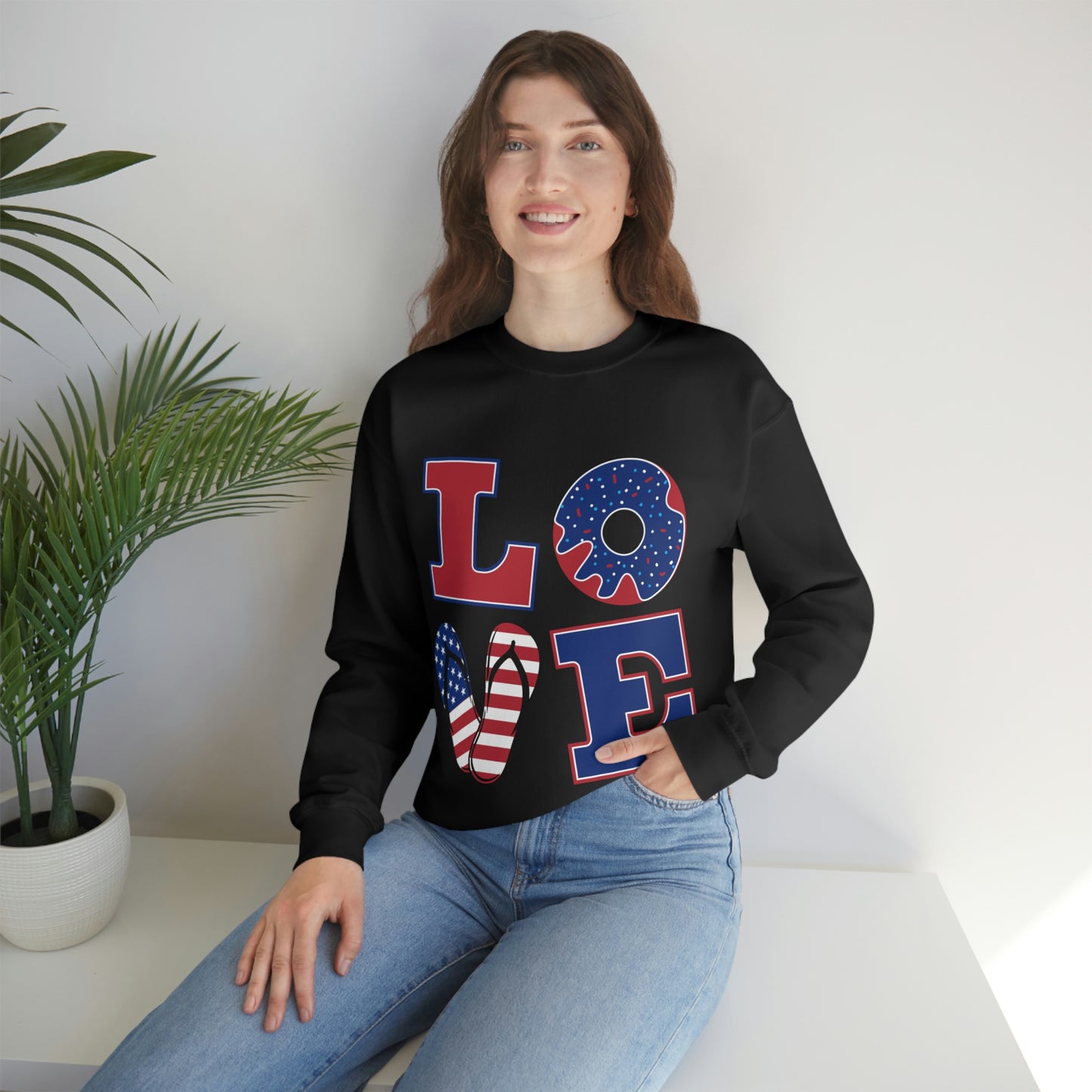 Red White Blue Love Crewneck Sweatshirt Looking Fabulous!