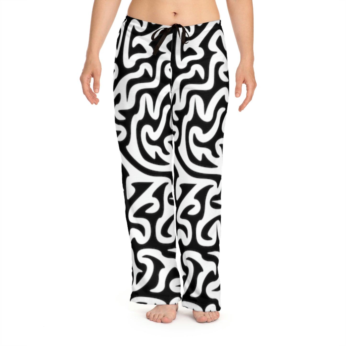 Maze Black White Women's Pajama Pants Having Sleepy Dreams