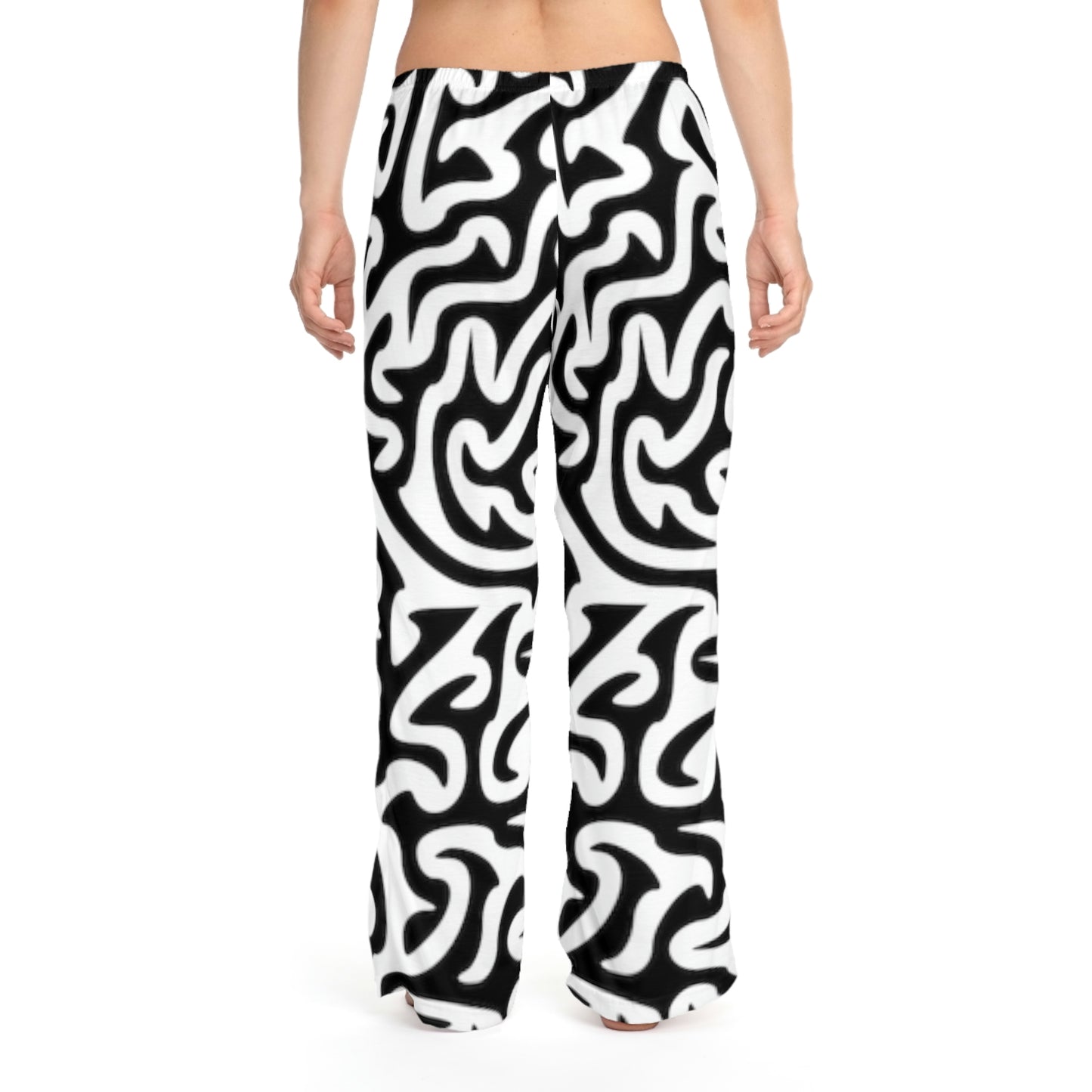 Maze Black White Women's Pajama Pants Having Sleepy Dreams