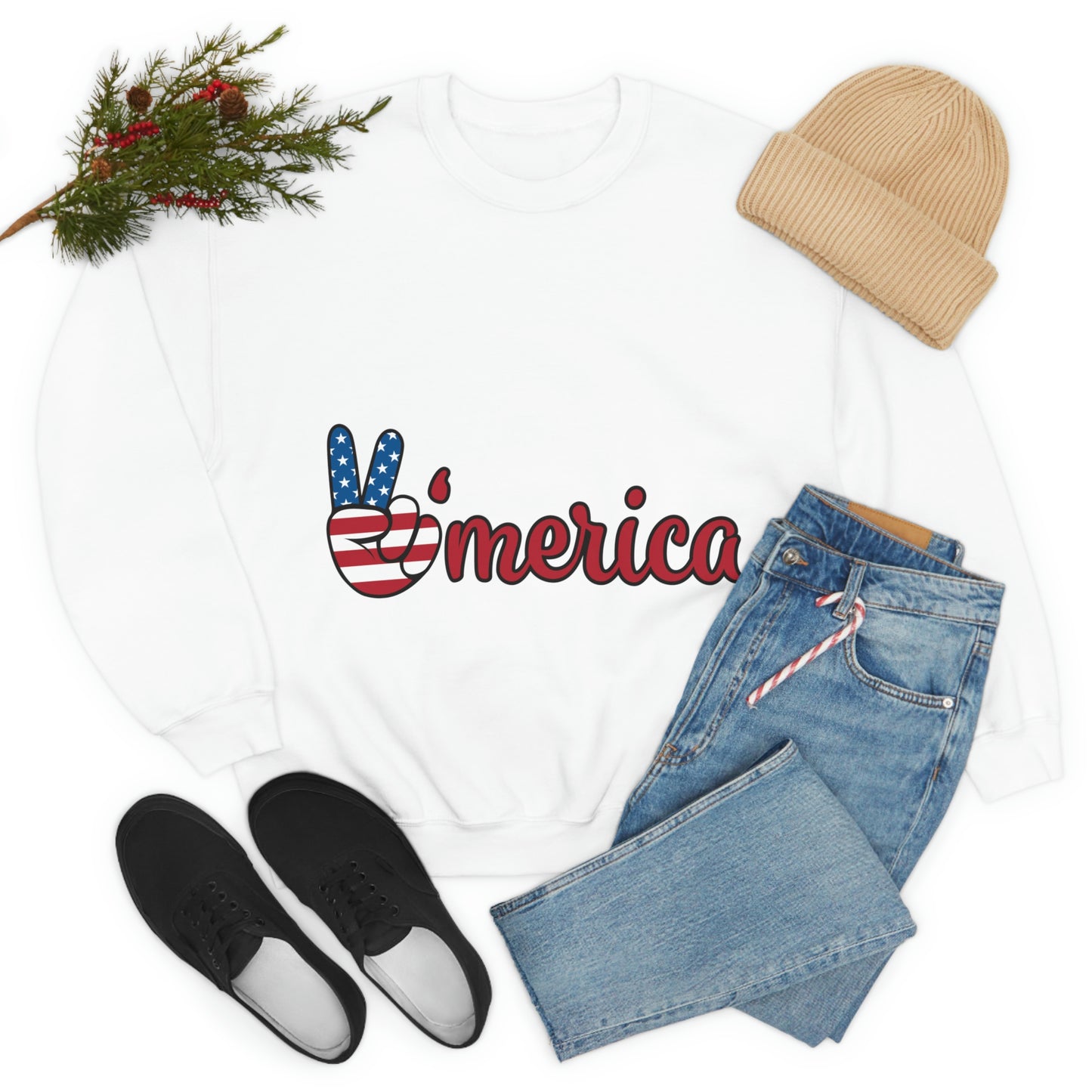 Sudadera de cuello redondo con el símbolo de la paz de Estados Unidos ¡Viajemos juntos!