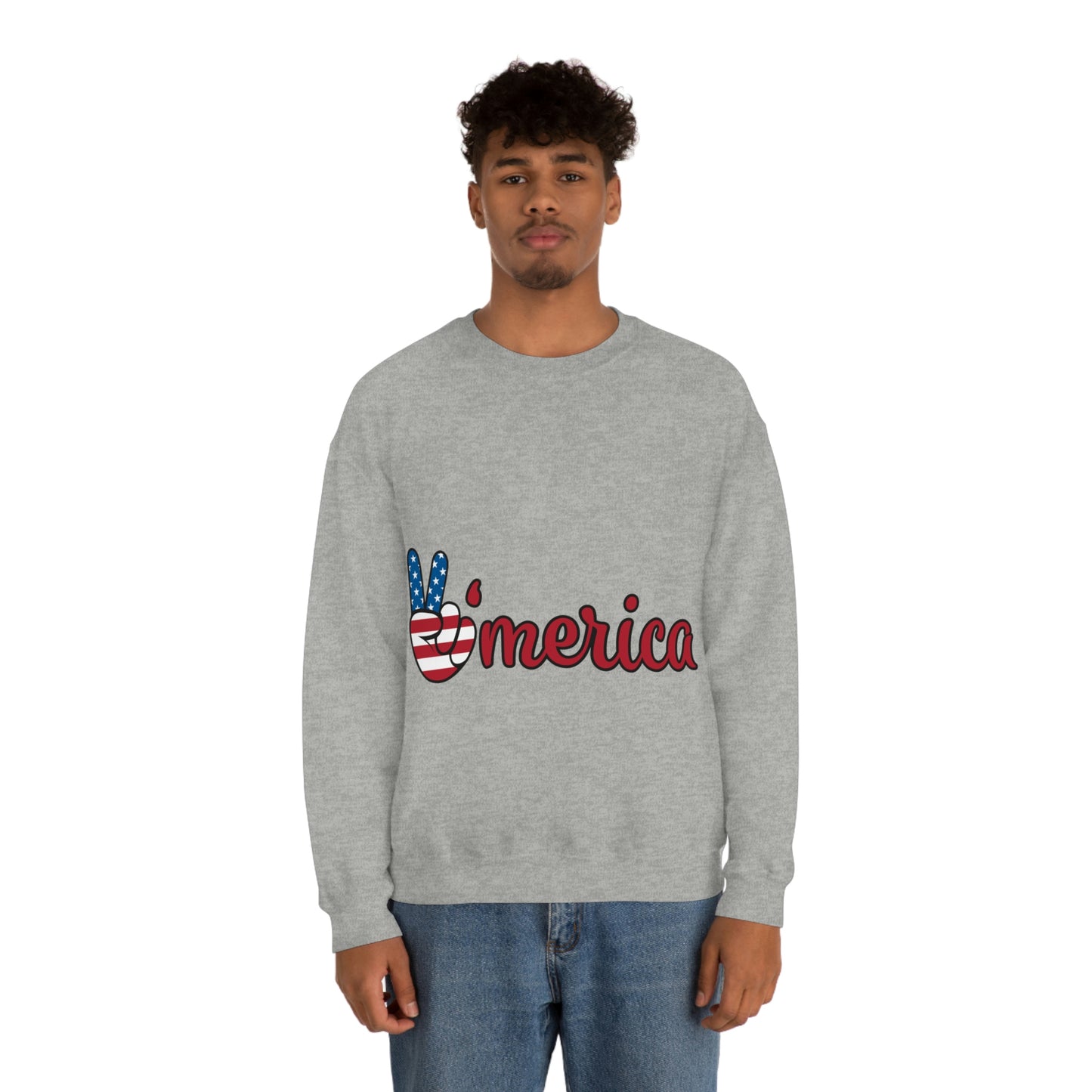 Sudadera de cuello redondo con el símbolo de la paz de Estados Unidos ¡Viajemos juntos!