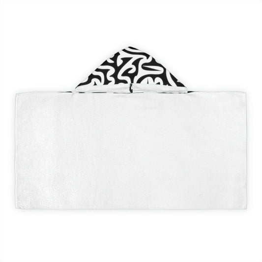 Toalla con capucha para jóvenes Maze Black White Diviértete lavándote