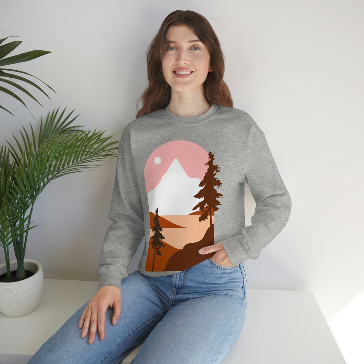 Pine Tree Mountain Moon Sweatshirt Fabulous Holiday Gift!