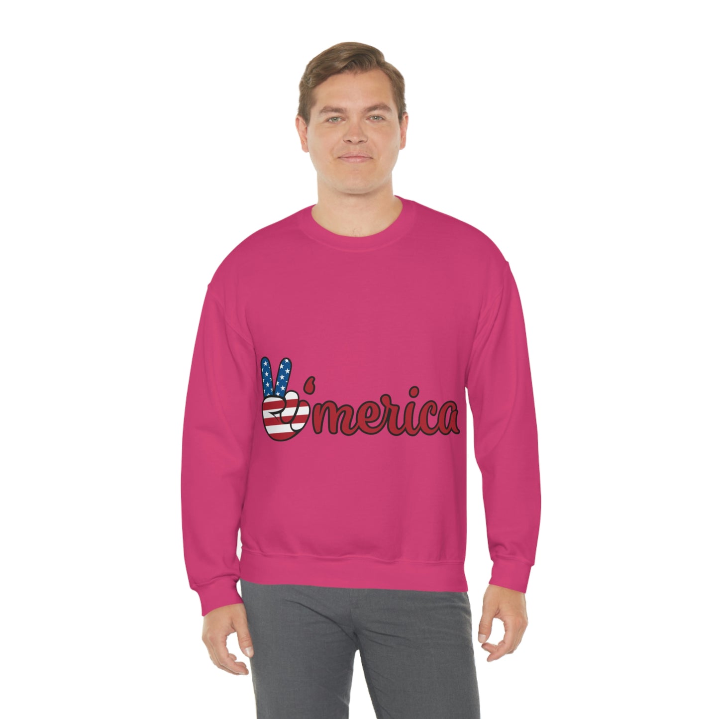 Sudadera de cuello redondo con el símbolo de la paz de Estados Unidos ¡Viajemos juntos!