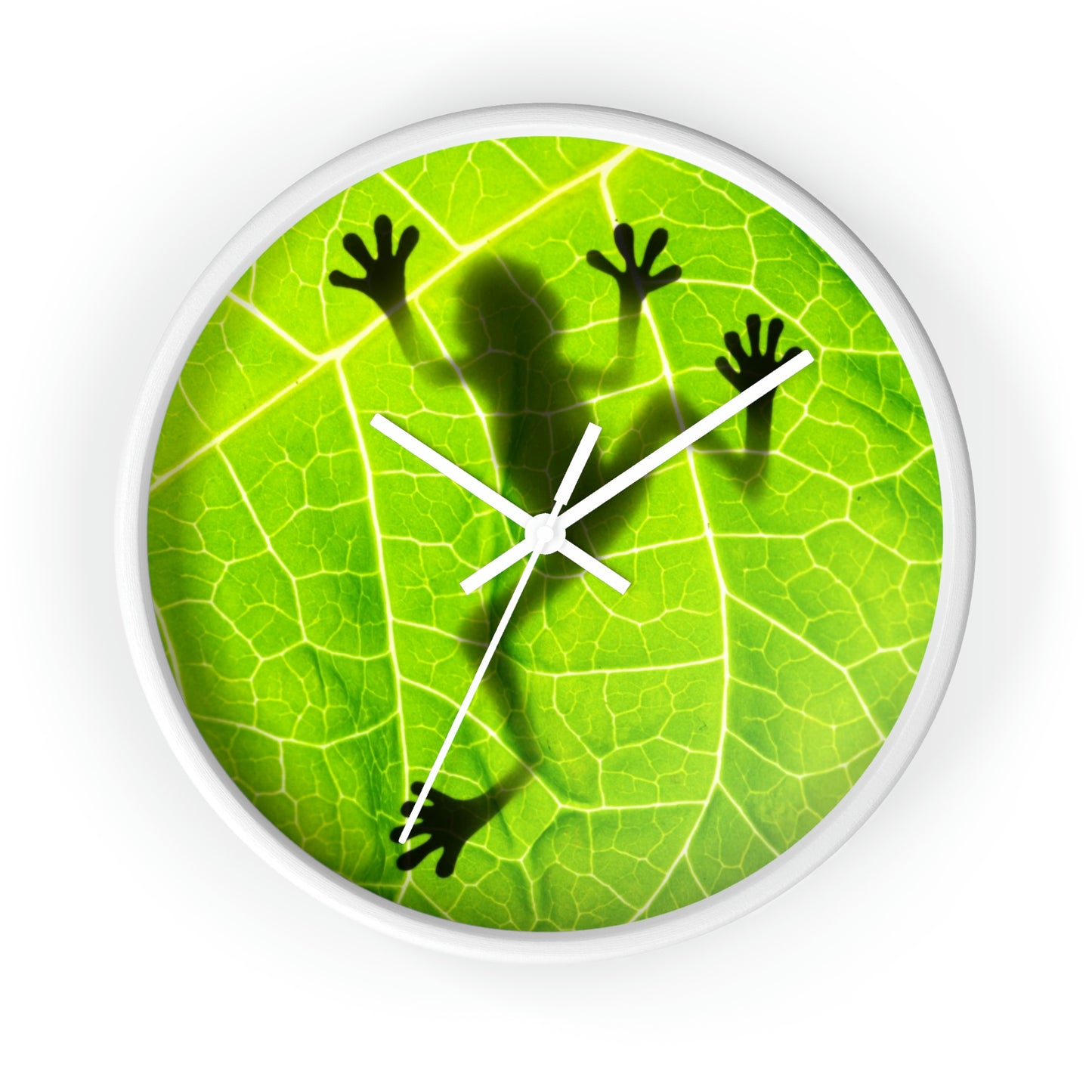 Reloj de pared con silueta de rana y hoja ¡Absolutamente mi favorito!