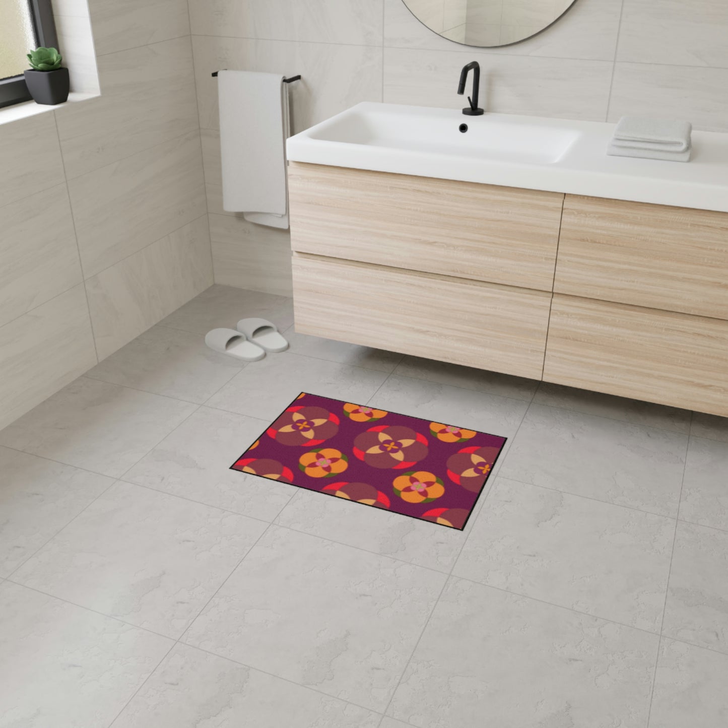 Purple with Fancy Circles Heavy Duty Floor Mat