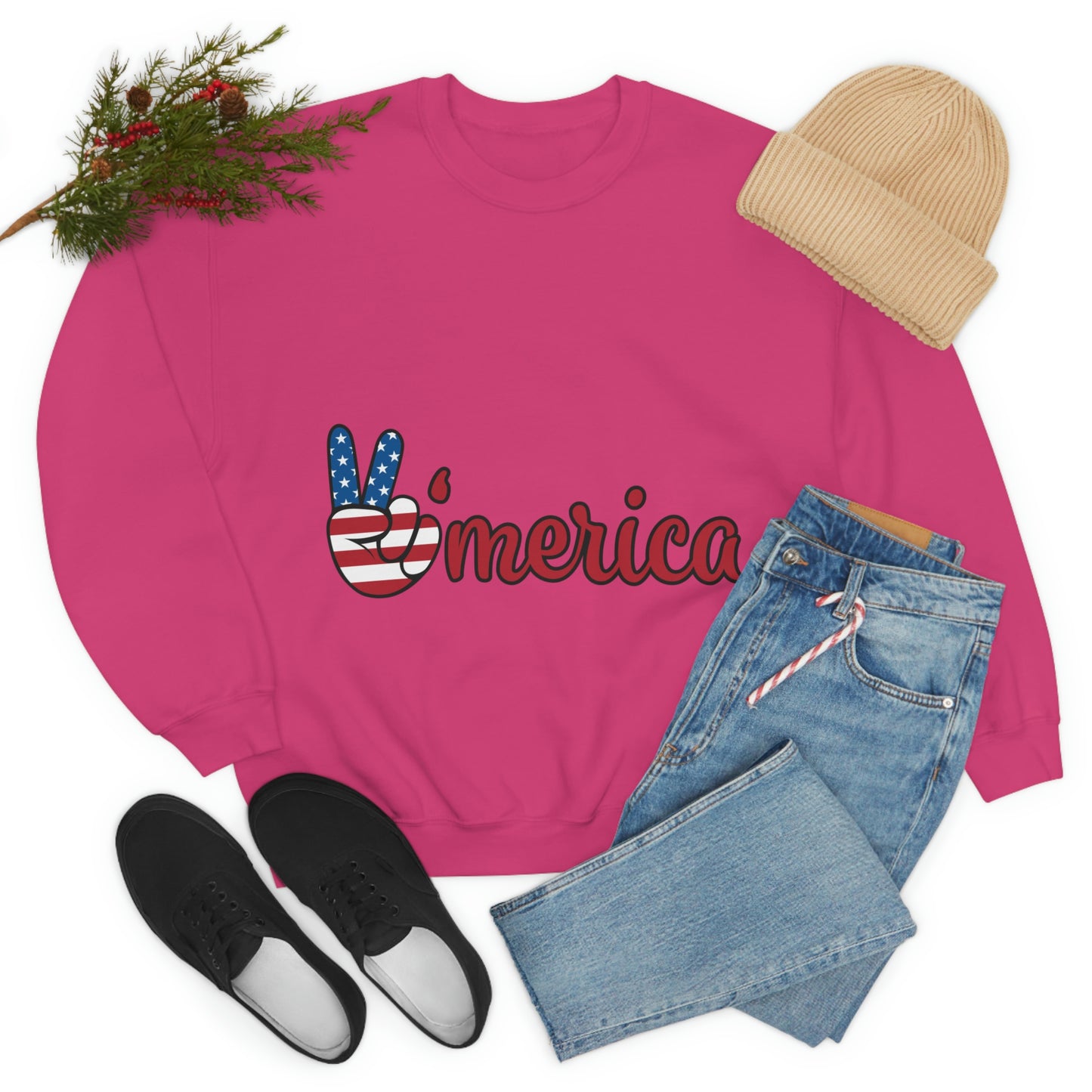 Sudadera de cuello redondo con el símbolo de la paz de Estados Unidos ¡Viajemos juntos!