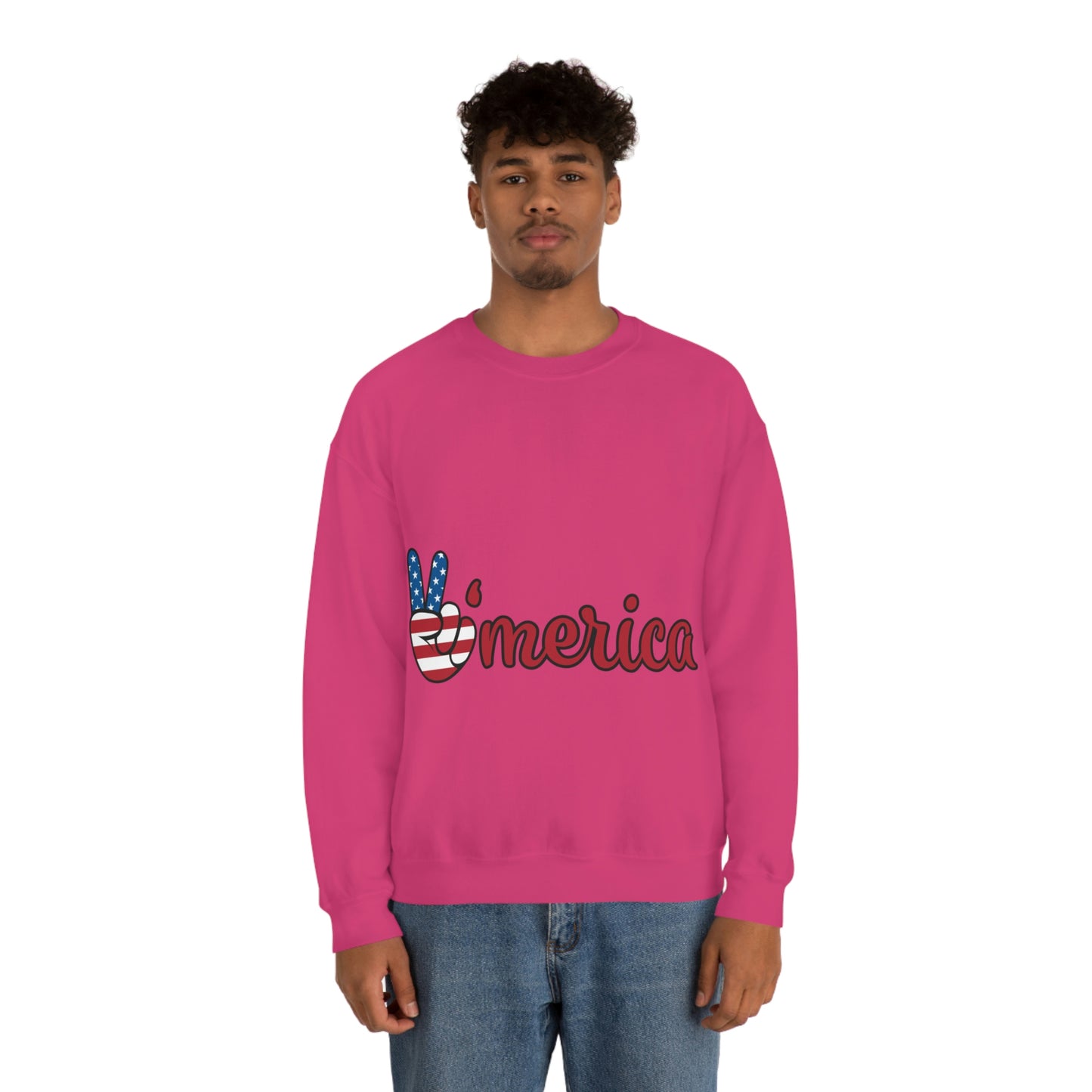 Sudadera de cuello redondo con el símbolo de la paz de Estados Unidos ¡Viajemos juntos!