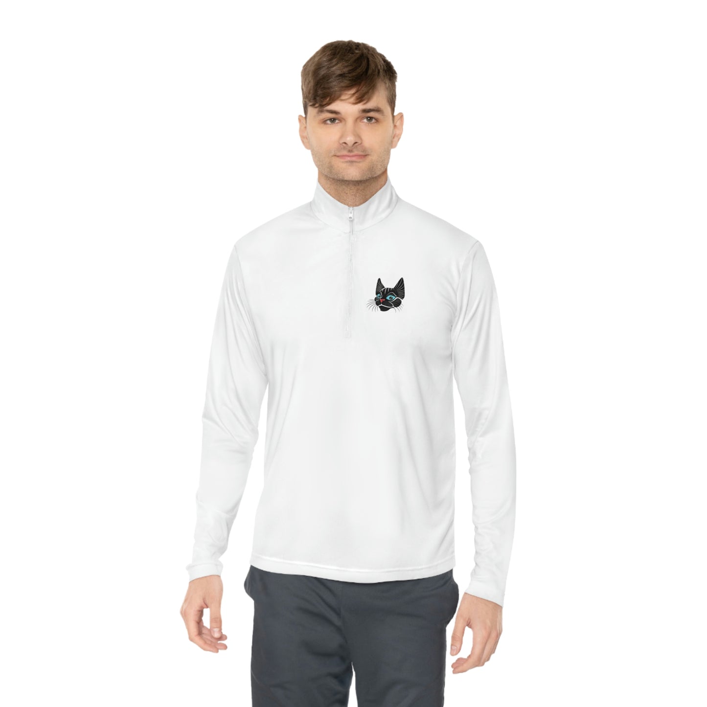 Black Cat Drinking Wine. Unisex Quarter-Zip Pullover I Love My Birthday Gift!