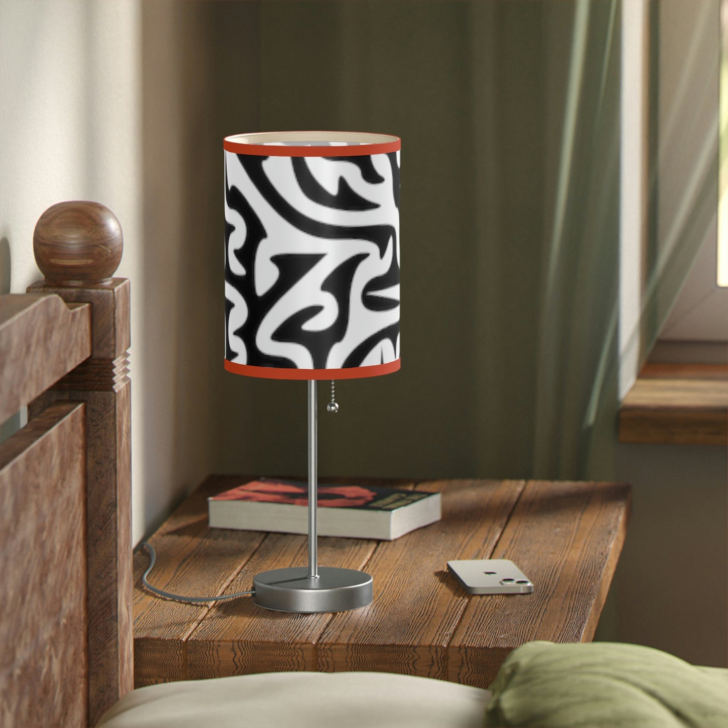 Lampe Maze noire et blanche sur pied, prise US|CA Chambre Bureau Salon CADEAU