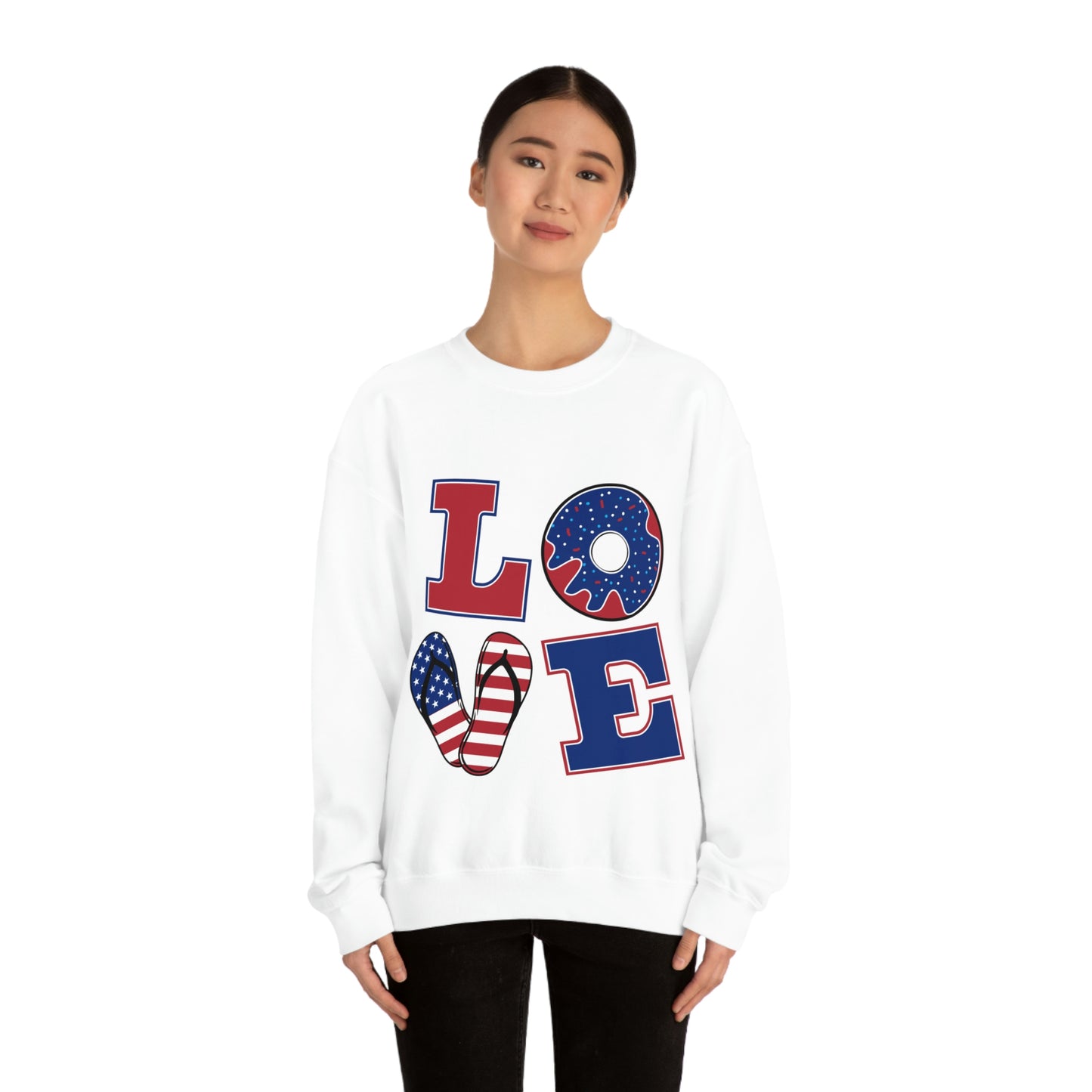Red White Blue Love Crewneck Sweatshirt Looking Fabulous!