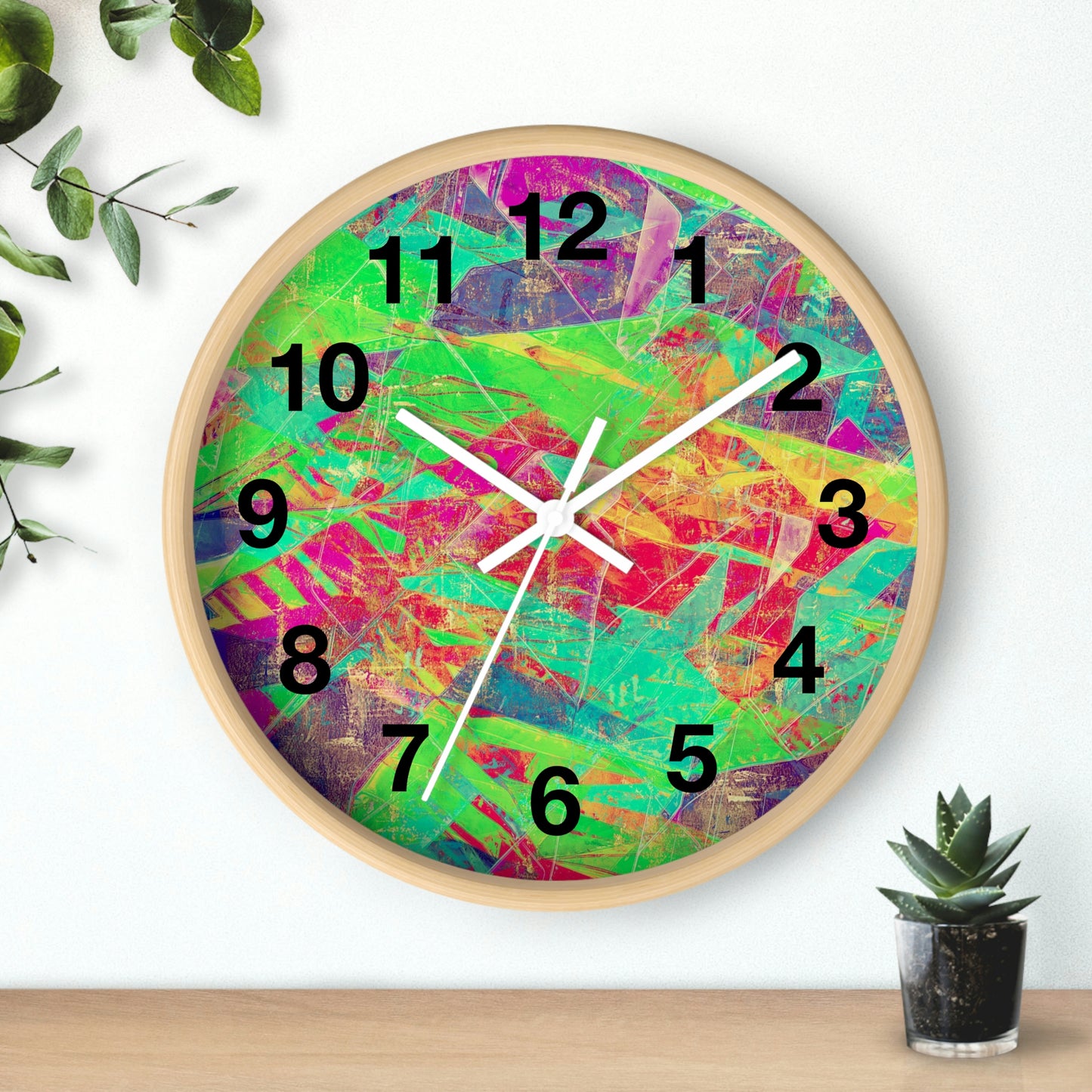 Pink Green Yellow  Purple Wall Clock Fabulous Wall Clock!