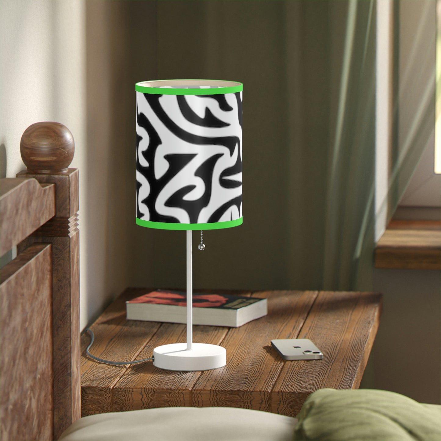Lampe Maze noire et blanche sur pied, prise US|CA Chambre Bureau Salon CADEAU