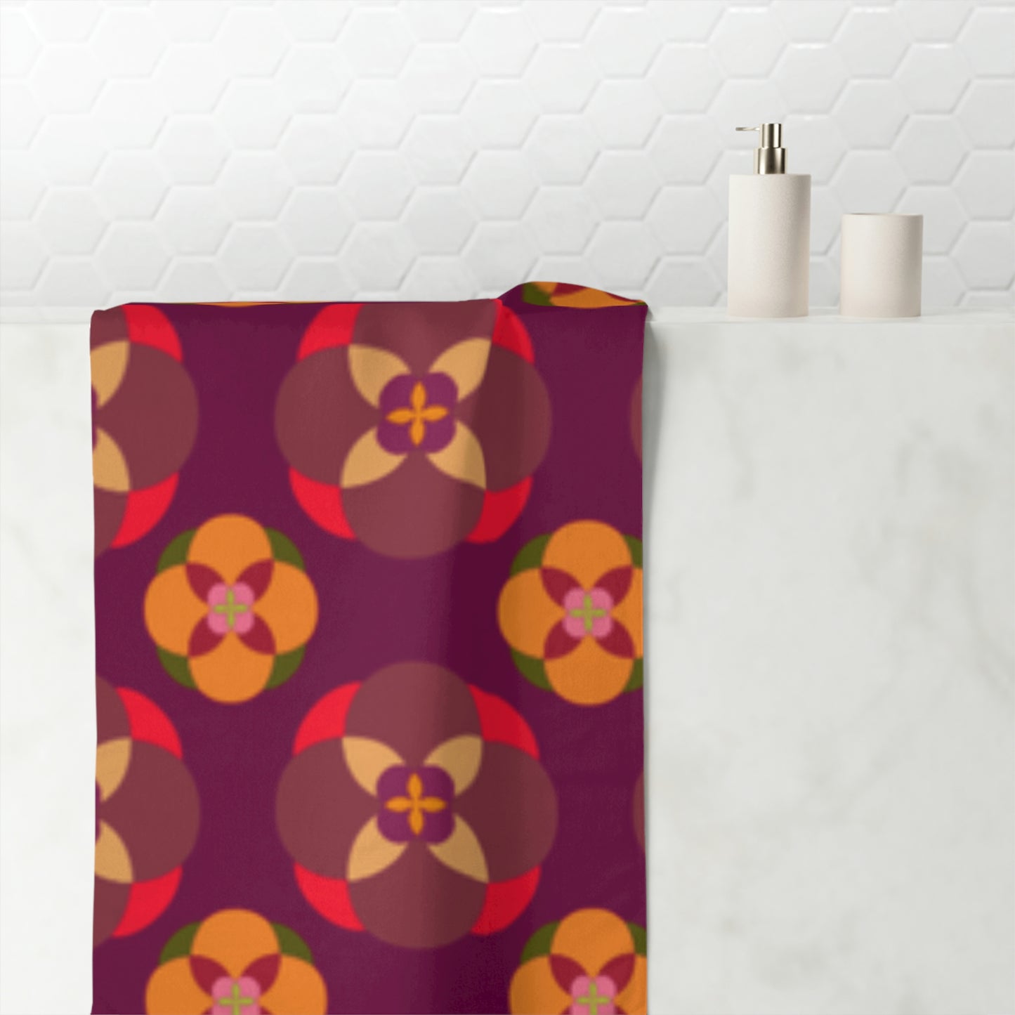 Purple with circles Bath Towel Squeaky Clean!