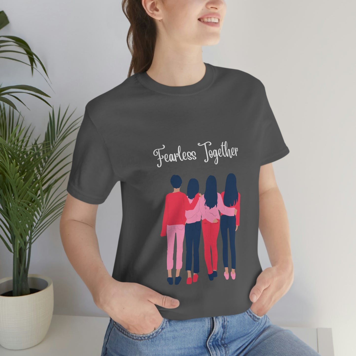 Camiseta unisex de manga corta Fearless Together para relajarse, trabajar, viajar, zoológico, museos, películas 