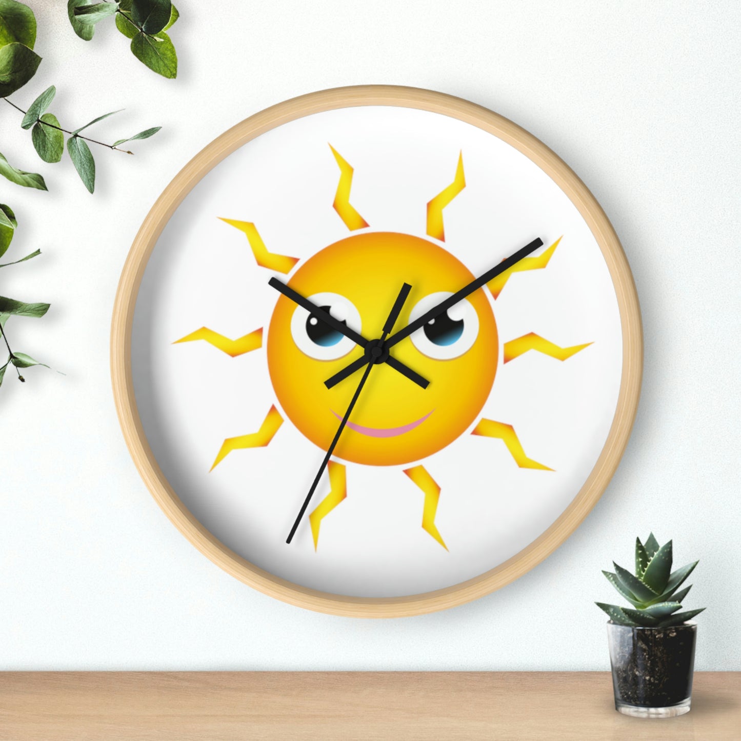 Horloge murale Soleil jaune avec un visage souriant Une horloge tellement amusante !