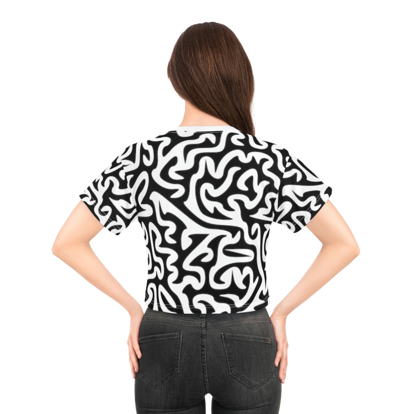 Maze Black White Crop T-shirt Great Pajama top Or CasuaL Shirt Traveling