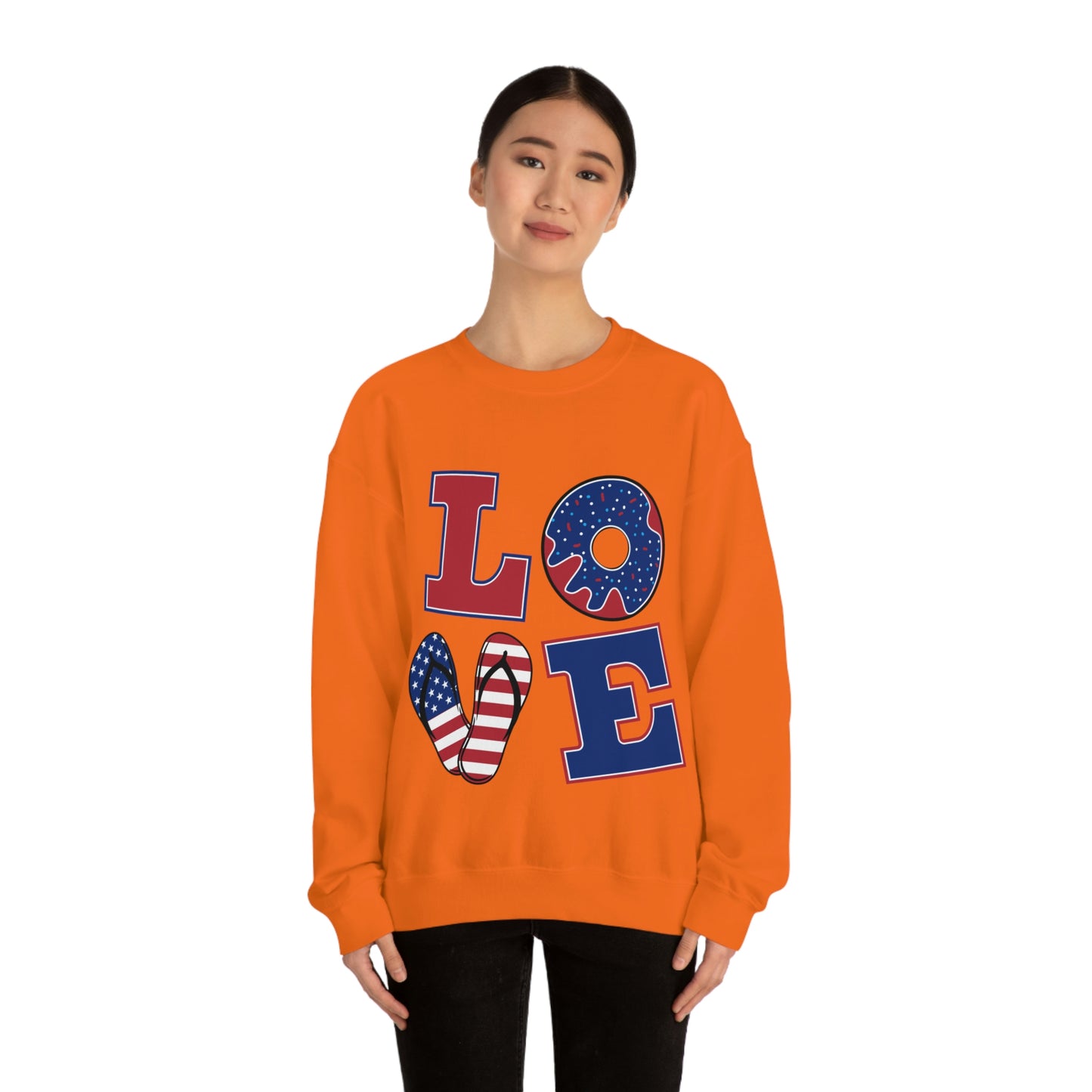 Red White Blue Love Crewneck Sweatshirt Looking Fabulous!