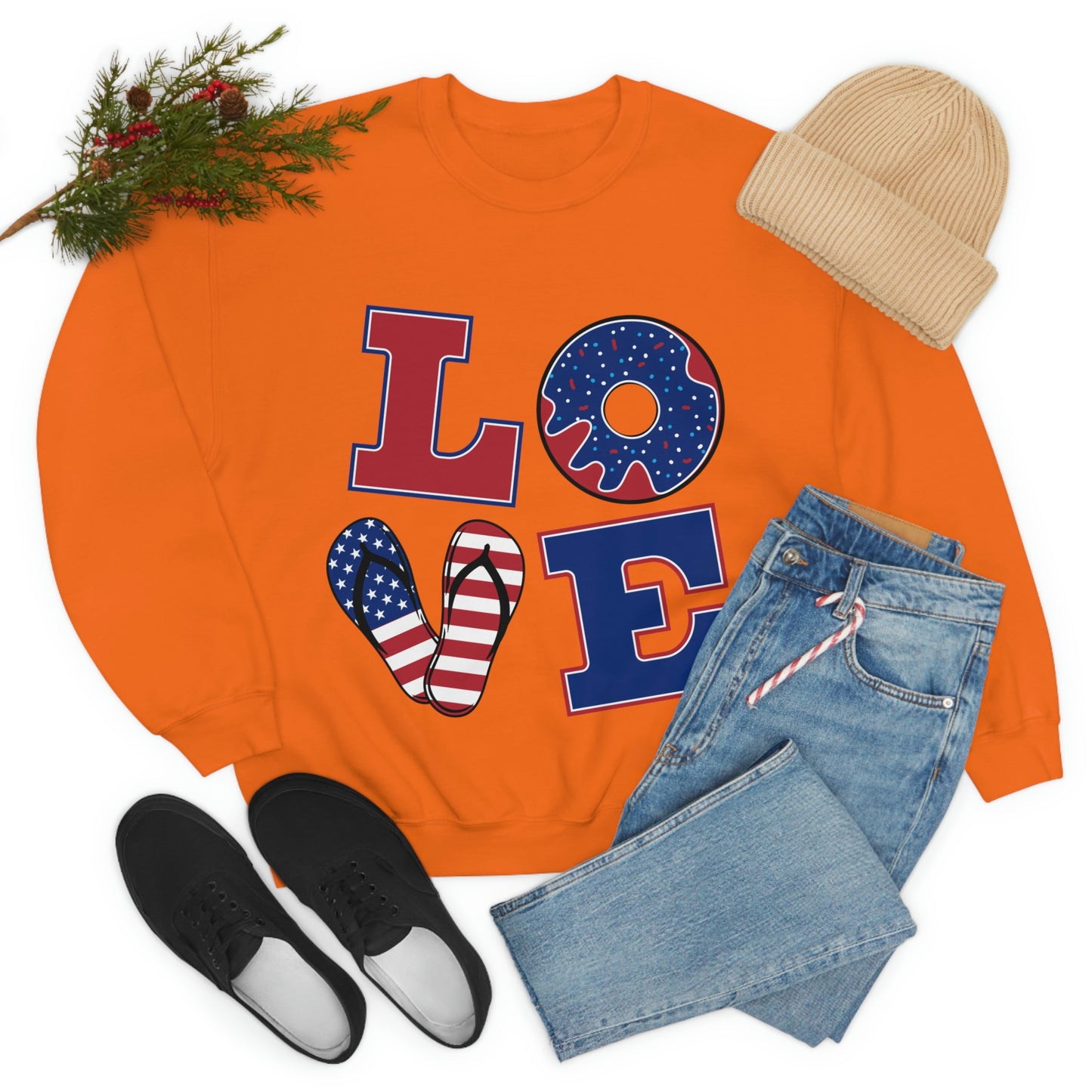 Red White Blue Love Crewneck Sweatshirt Looking Fabulous!