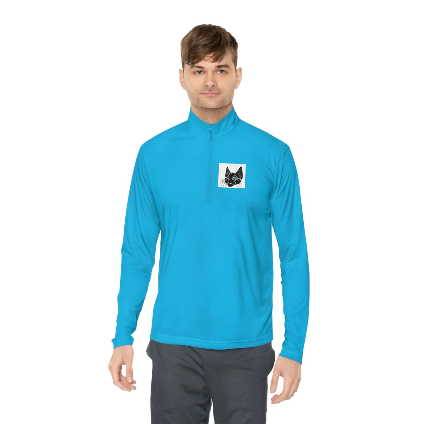 Black Cat Drinking Wine. Unisex Quarter-Zip Pullover I Love My Birthday Gift!
