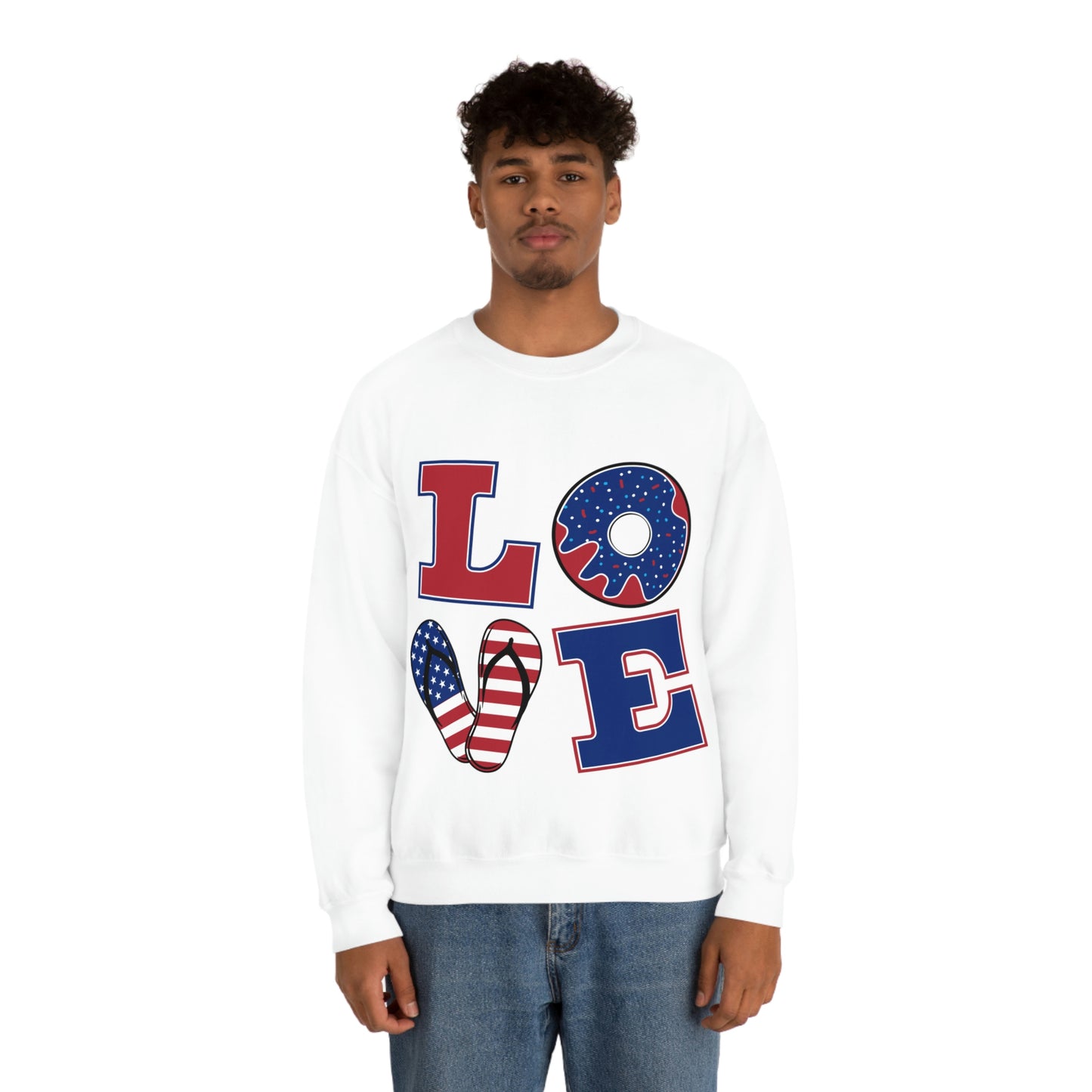 Red White Blue Love Crewneck Sweatshirt Looking Fabulous!