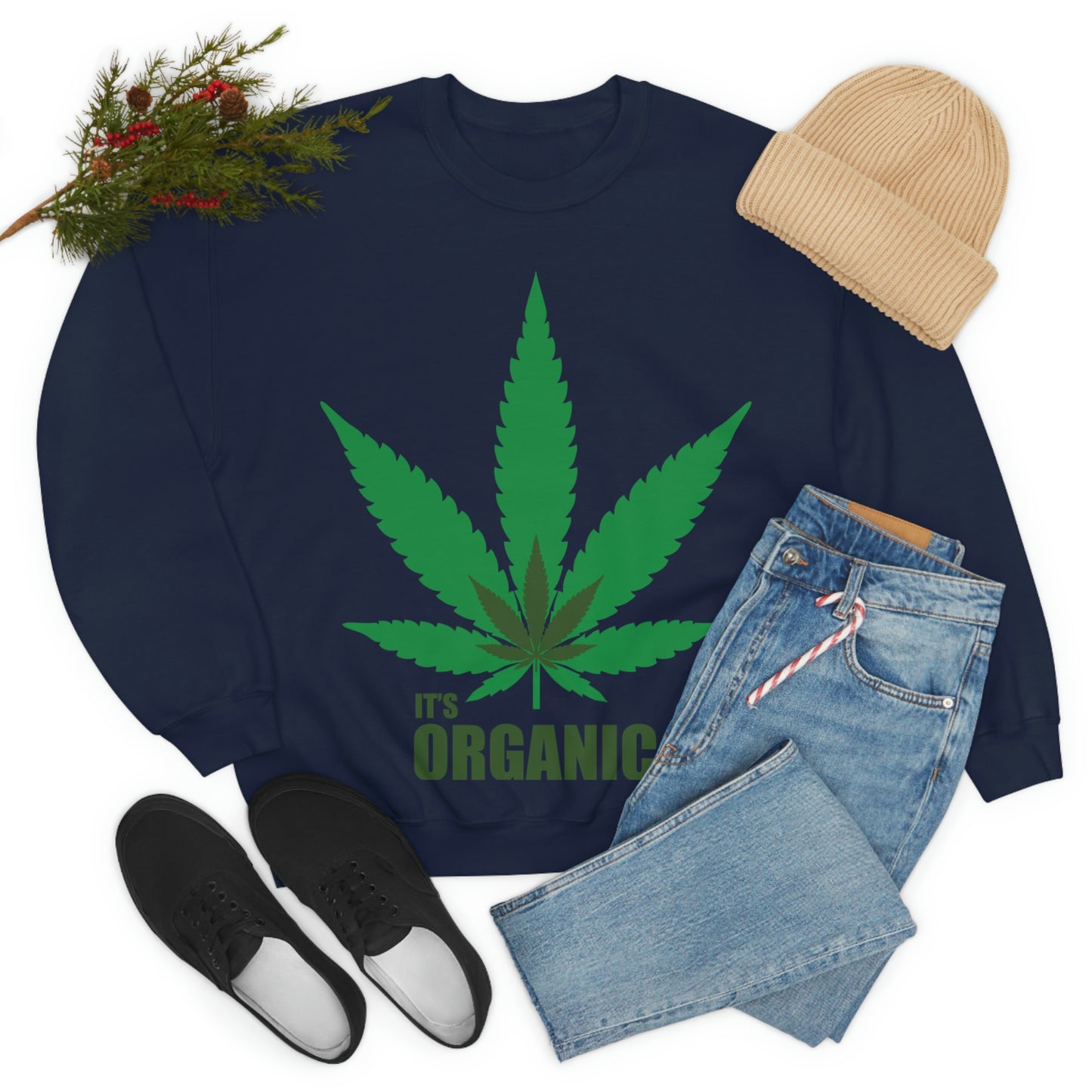 C'est un sweat-shirt à feuilles vertes bio Allons à une fête !
