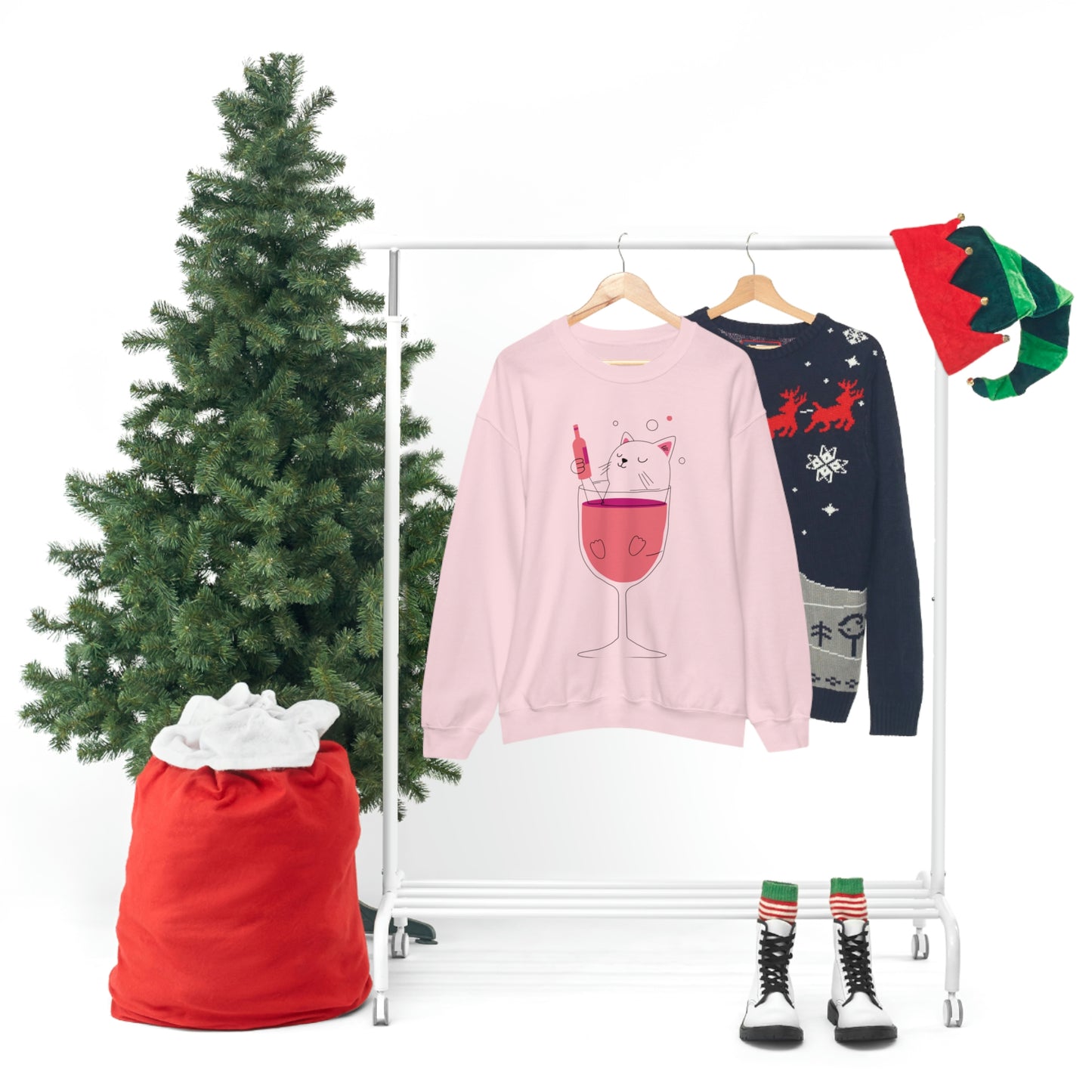 Cat in Wine Cup Drinking Sweatshirt My Sister Would Love This Gift!