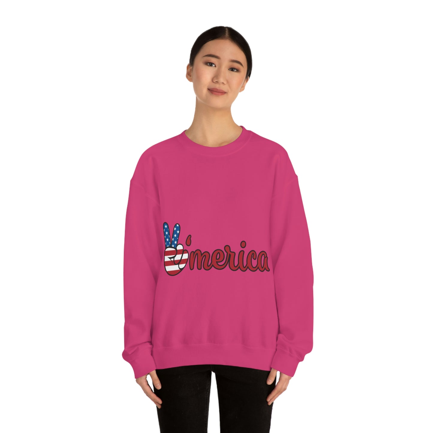 Sudadera de cuello redondo con el símbolo de la paz de Estados Unidos ¡Viajemos juntos!