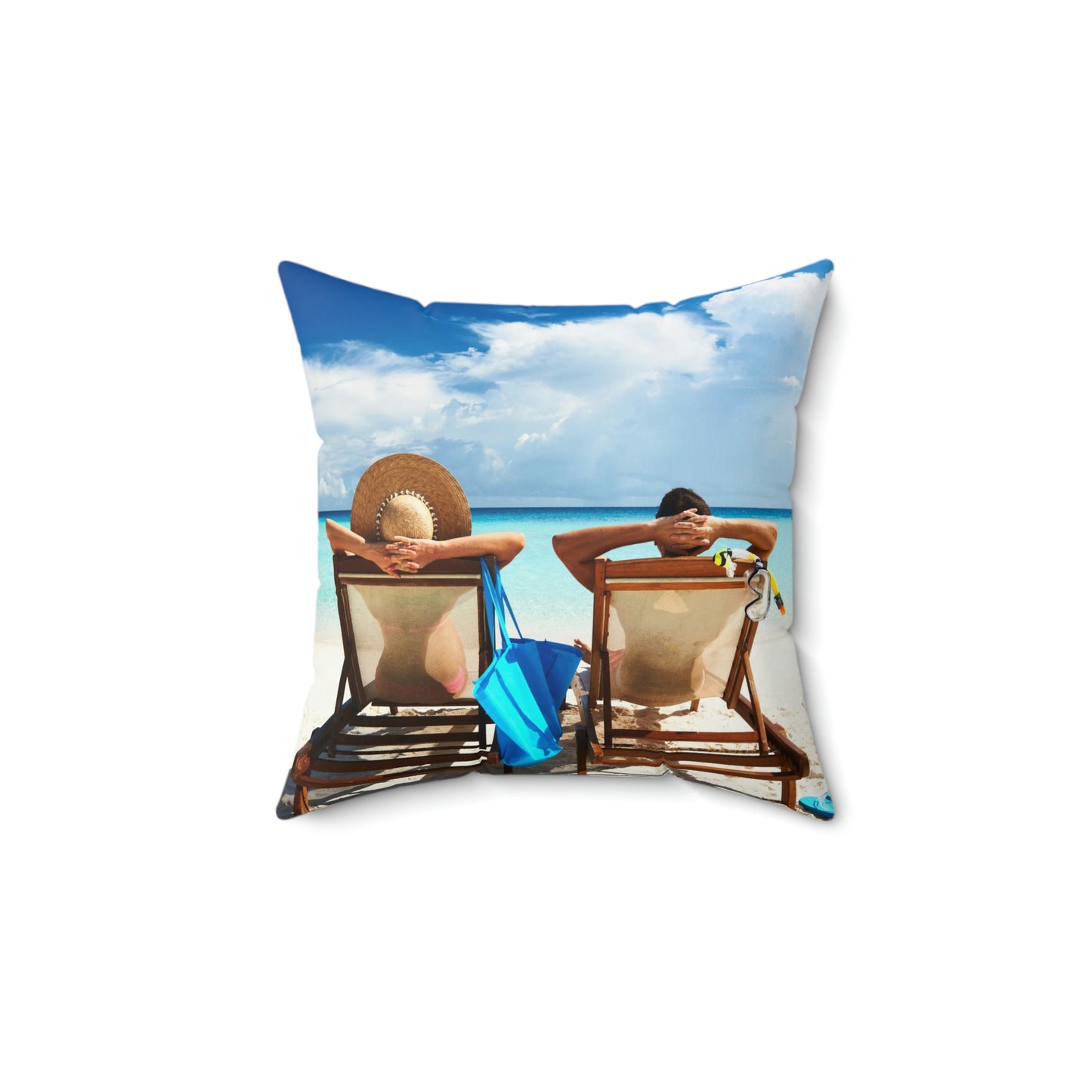 Relaxing At The Beach Square Pillow Vacation Traveling Sleeping Relaxing Driving Children