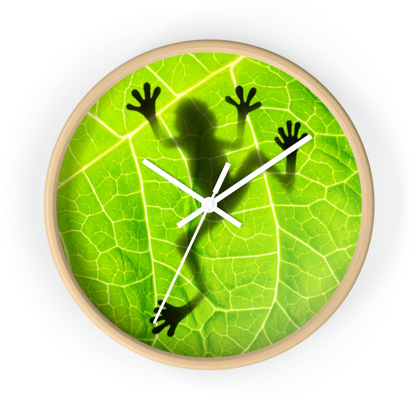 Reloj de pared con silueta de rana y hoja ¡Absolutamente mi favorito!